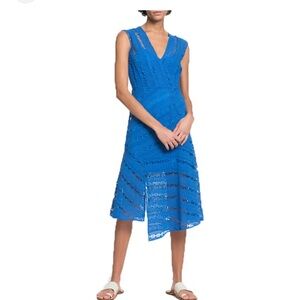 Tracy Reese Blue Asymmetrical Lace Dress